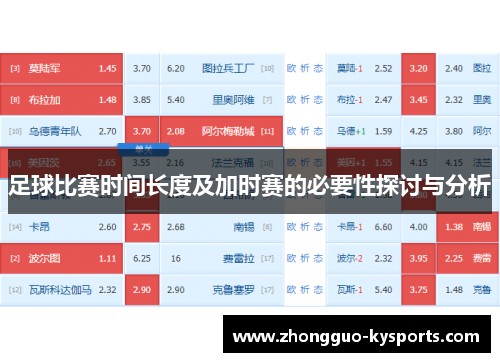 足球比赛时间长度及加时赛的必要性探讨与分析